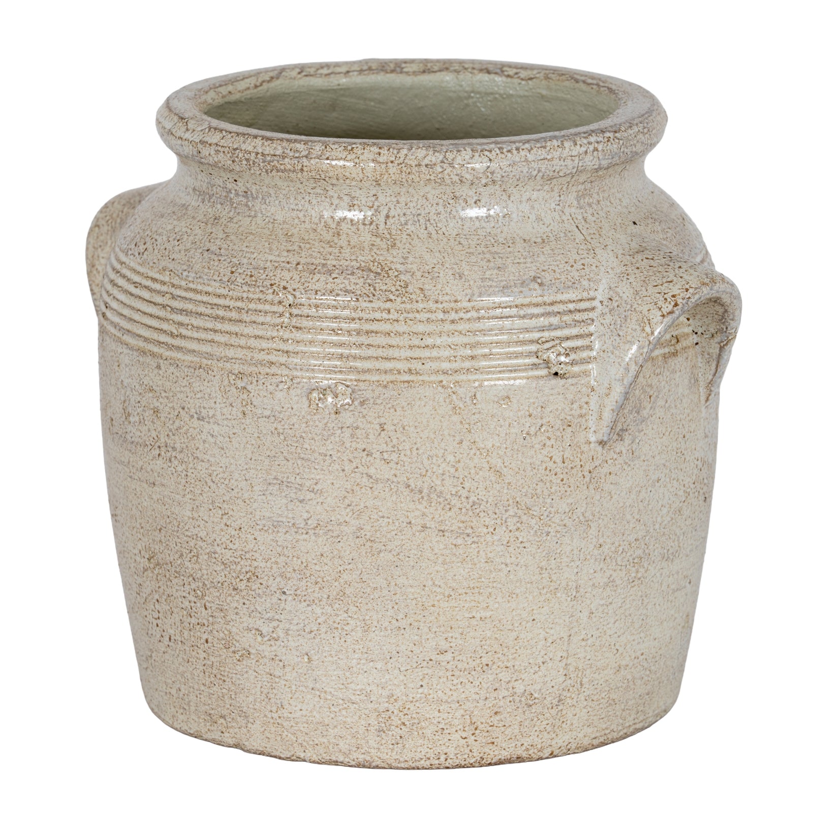 Tarn Collection Large Ceramic Pot with Handles – White, 26cm