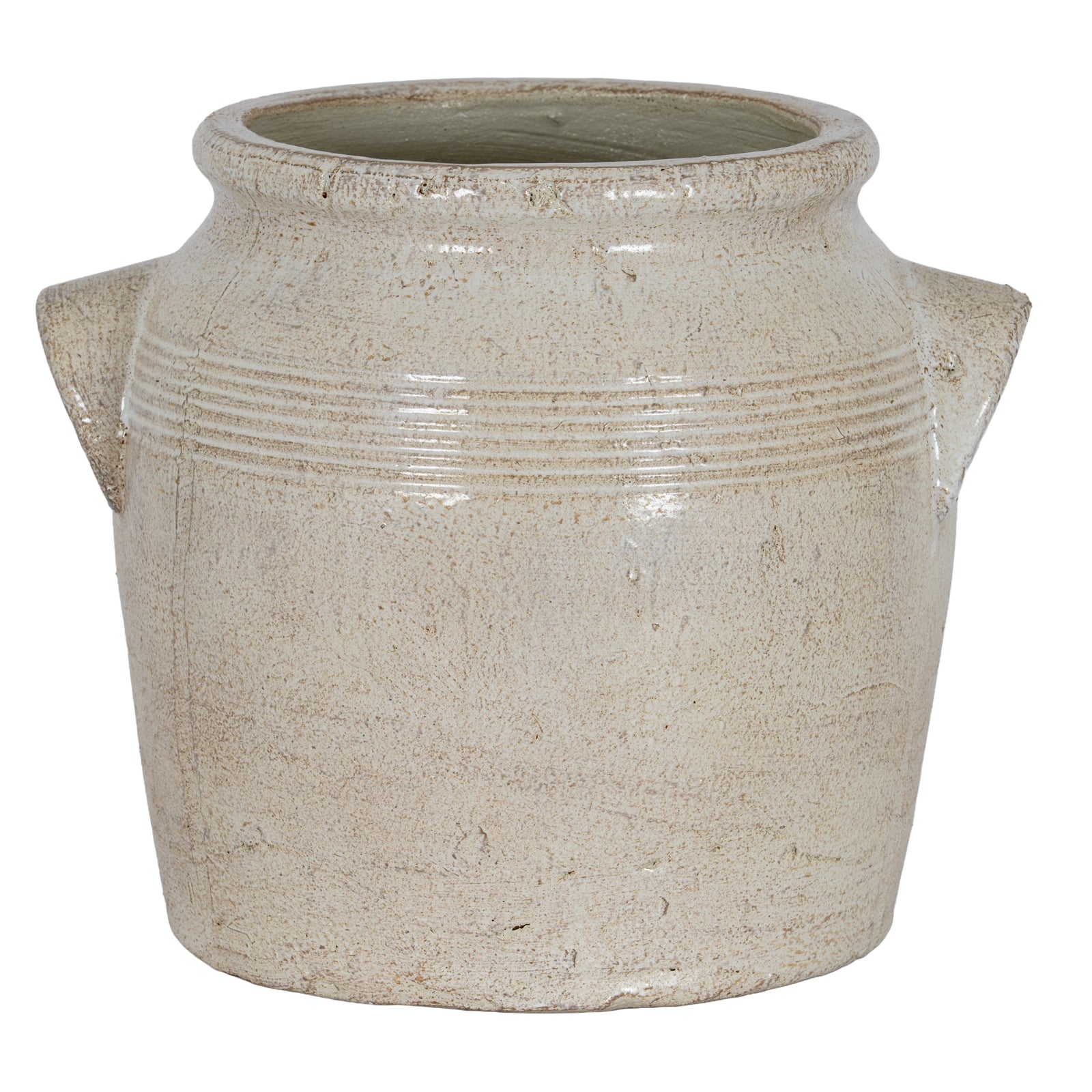 Tarn Collection Medium Ceramic Pot with Handles – White, 22cm