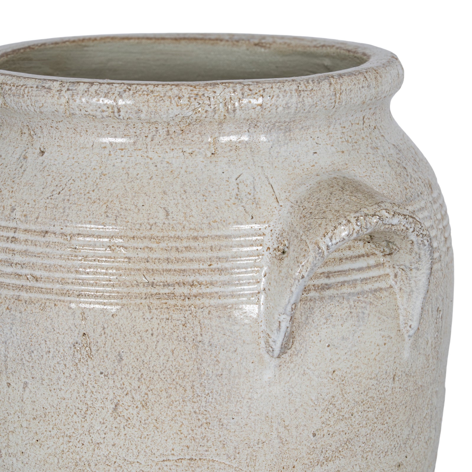 Tarn Collection Medium Ceramic Pot with Handles – White, 22cm