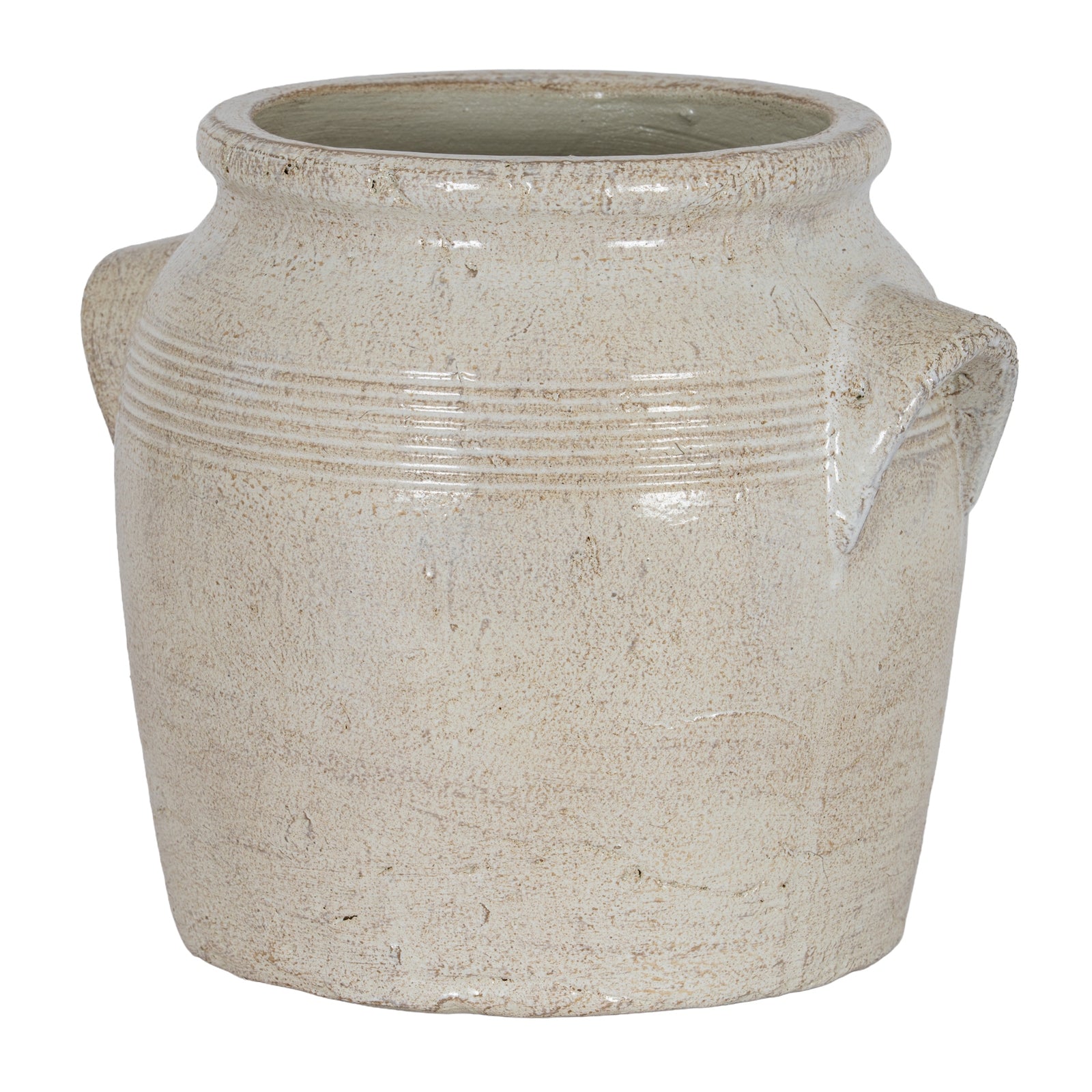 Tarn Collection Medium Ceramic Pot with Handles – White, 22cm
