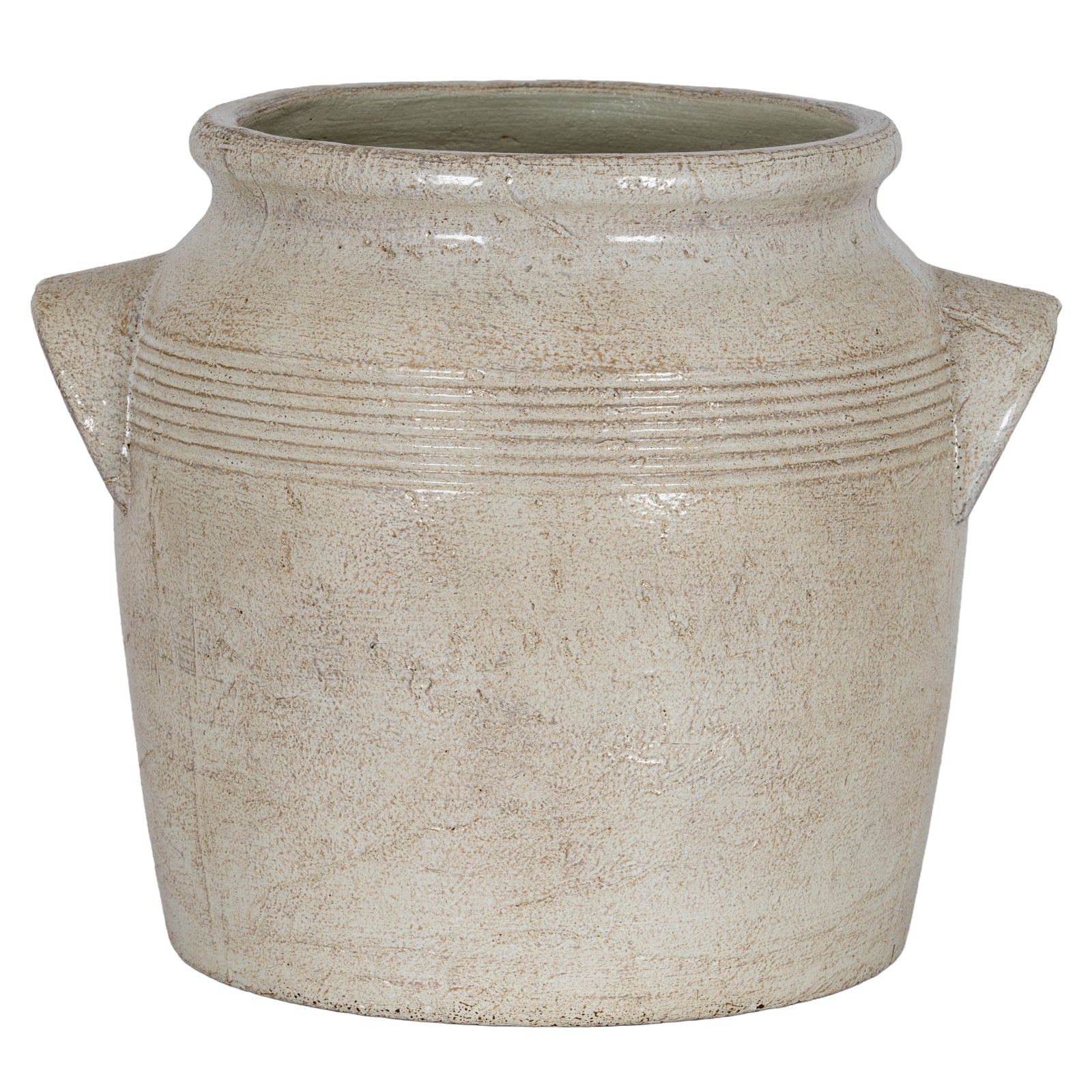 Tarn Collection Small Ceramic Pot with Handles – White, 17cm