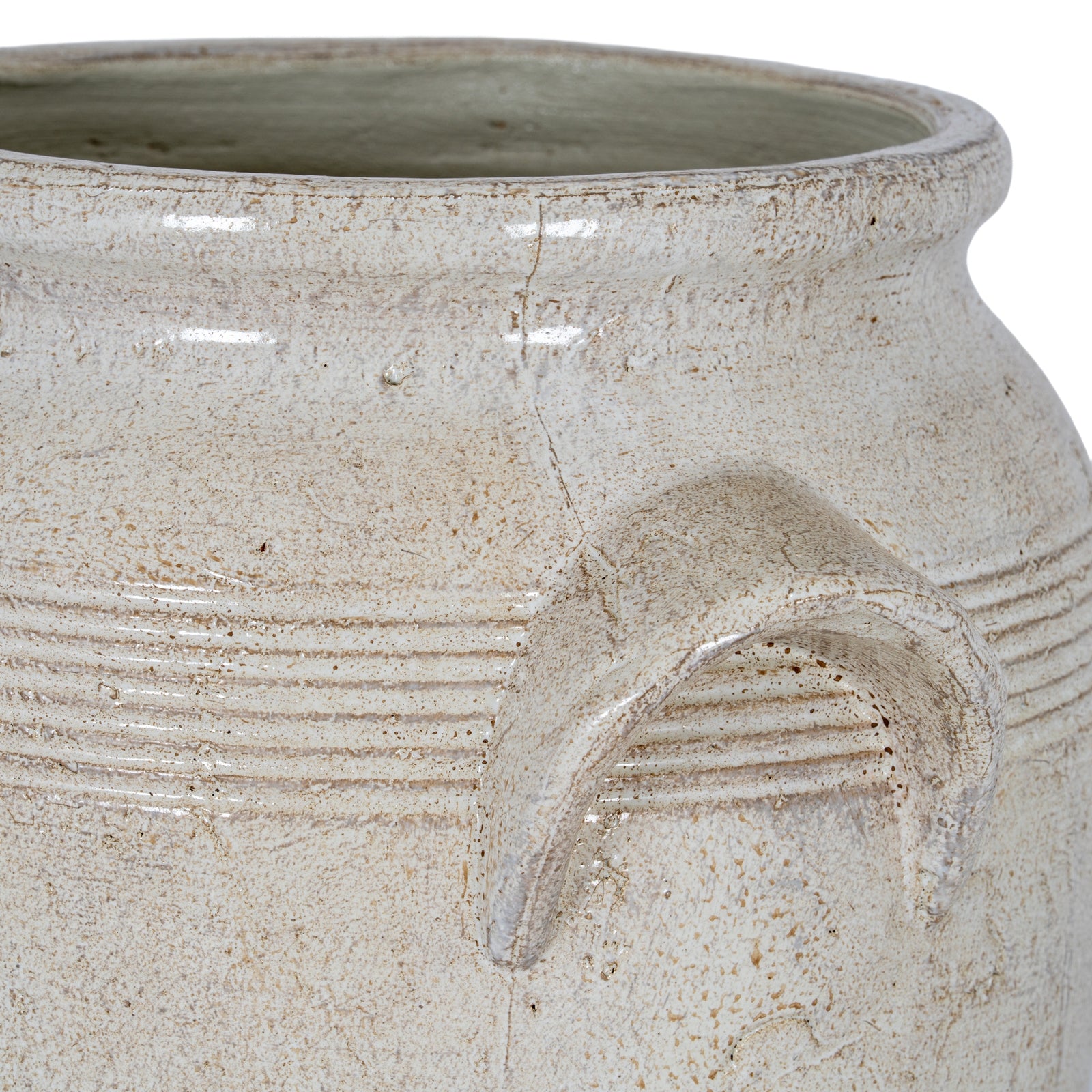 Tarn Collection Small Ceramic Pot with Handles – White, 17cm