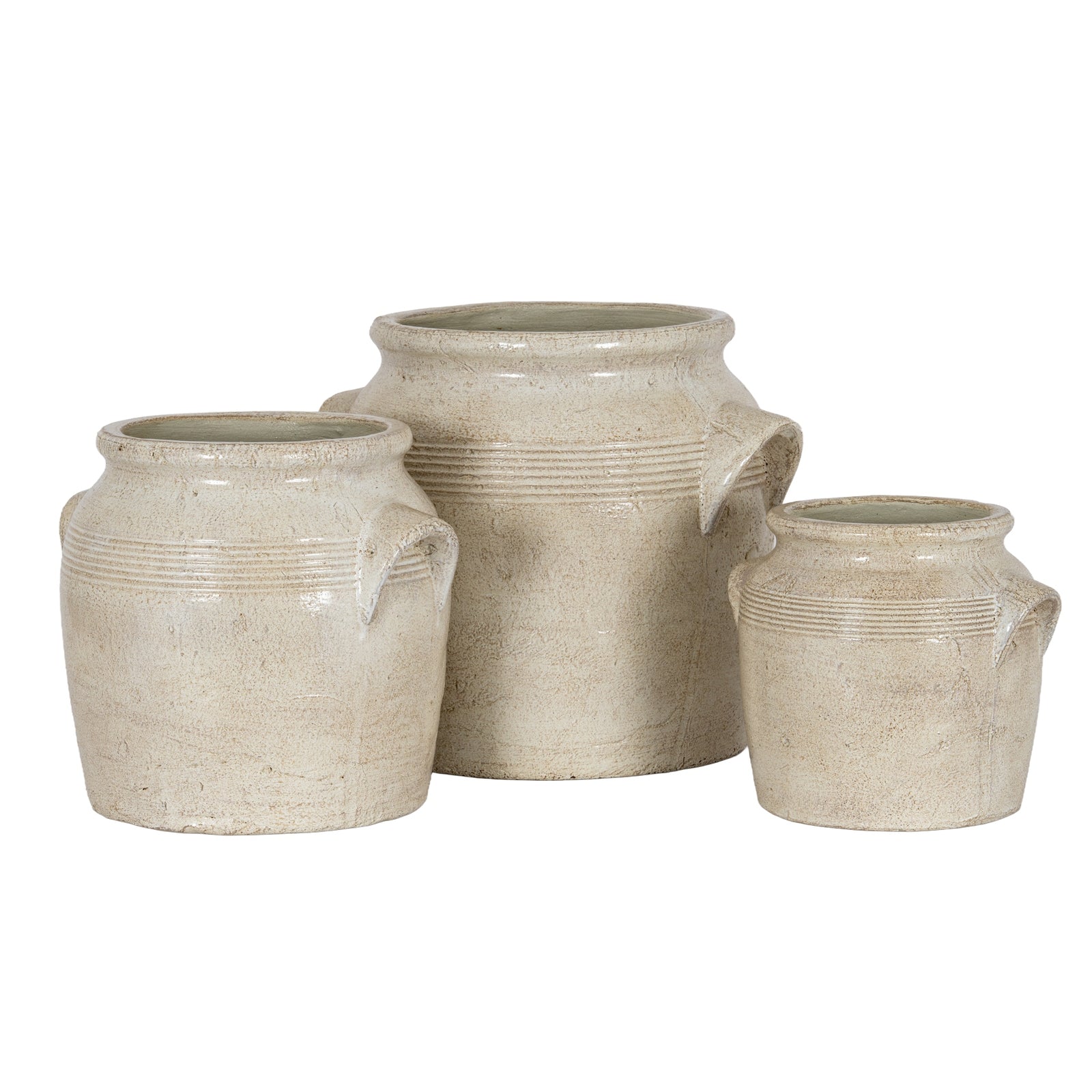 Tarn Collection Small Ceramic Pot with Handles – White, 17cm