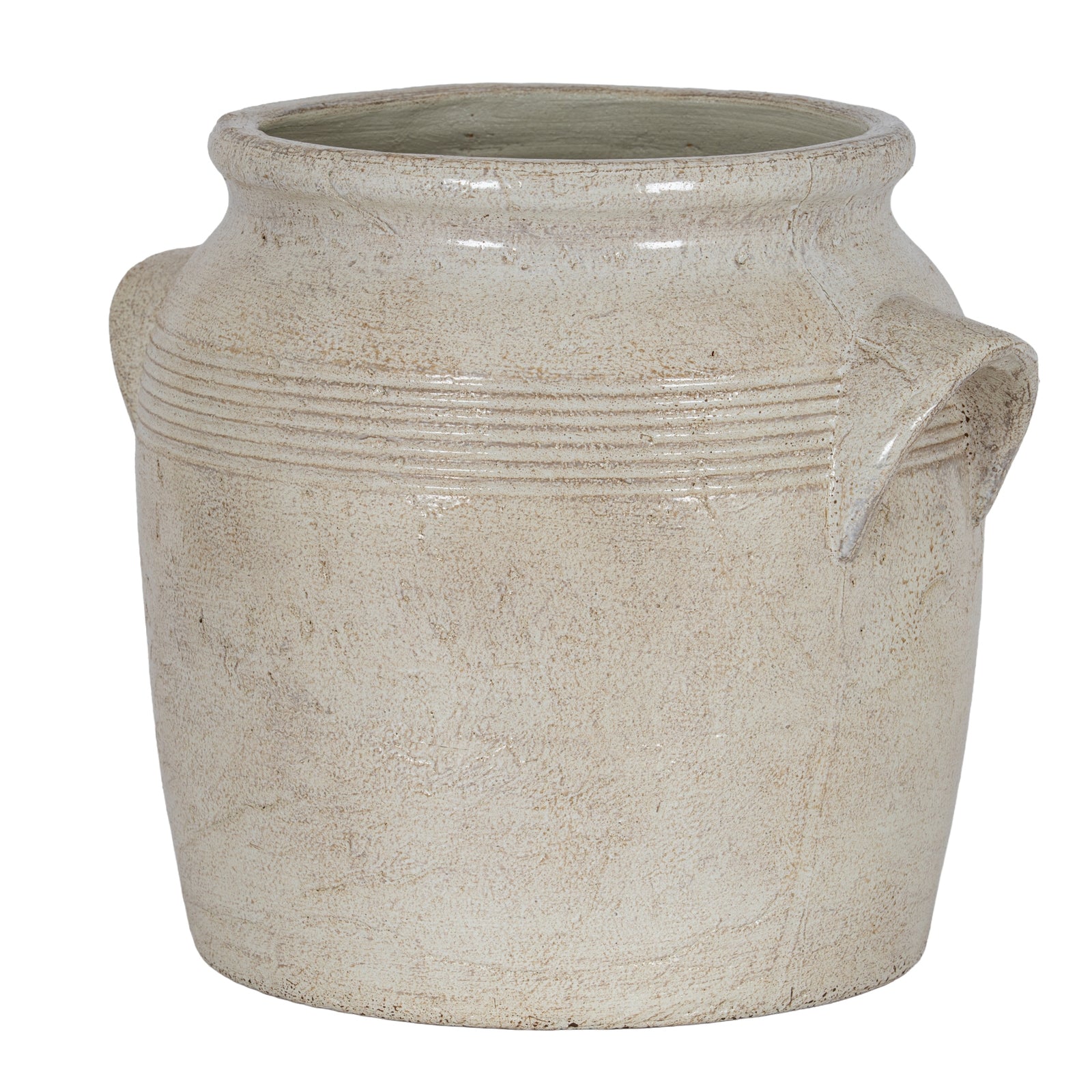 Tarn Collection Small Ceramic Pot with Handles – White, 17cm