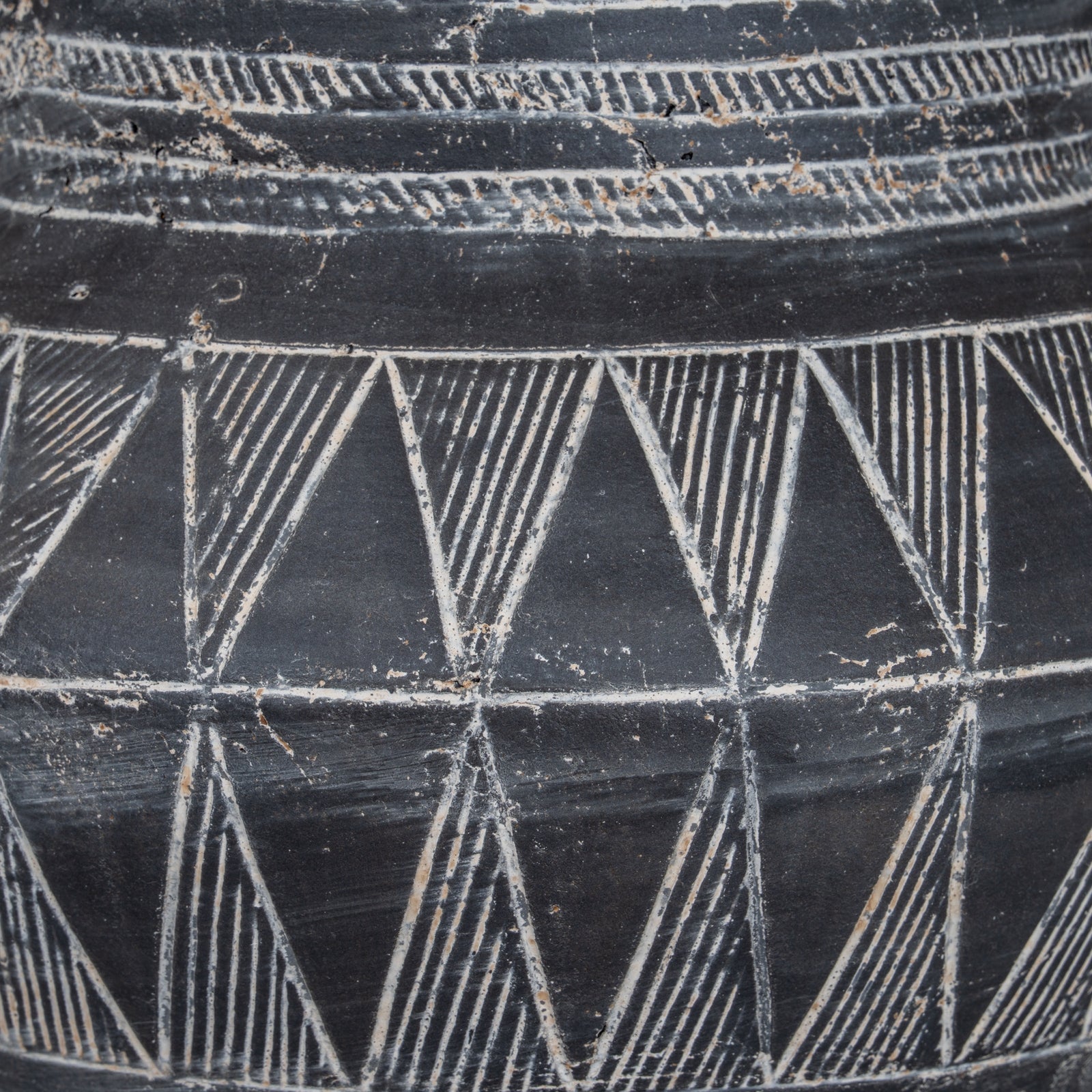 Etched Collection Tall Pot With Handle - Textured Stoneware Serving Pot