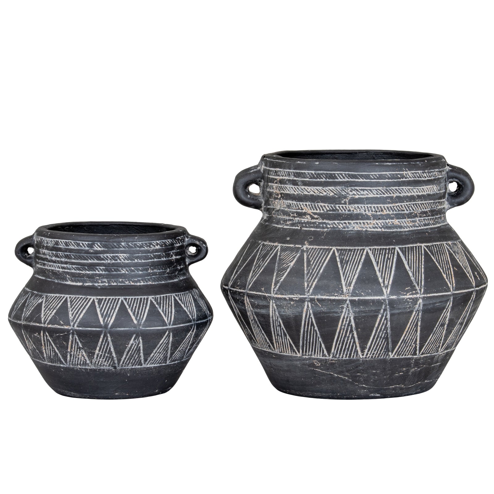 Etched Collection Tall Pot With Handle - Textured Stoneware Serving Pot