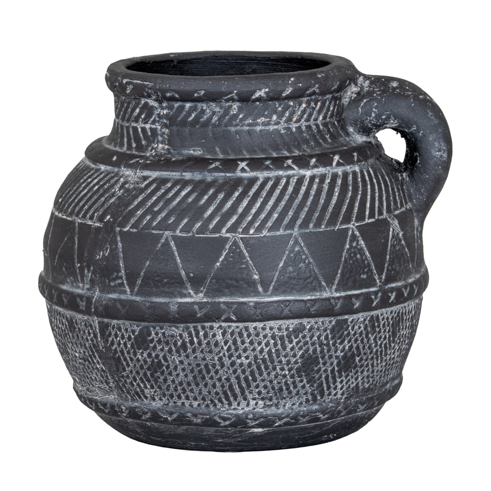 Etched Collection Jug - Black Ceramic Textured Vase & Pitcher