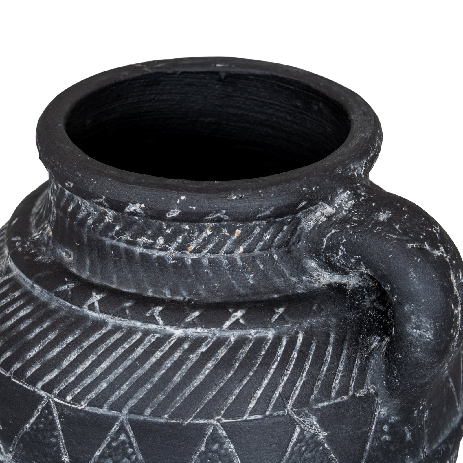 Etched Collection Jug - Black Ceramic Textured Vase & Pitcher