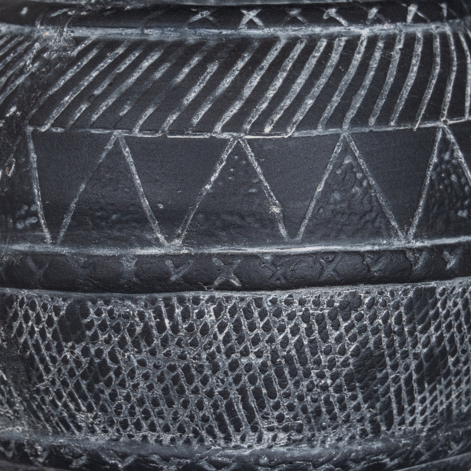 Etched Collection Jug - Black Ceramic Textured Vase & Pitcher