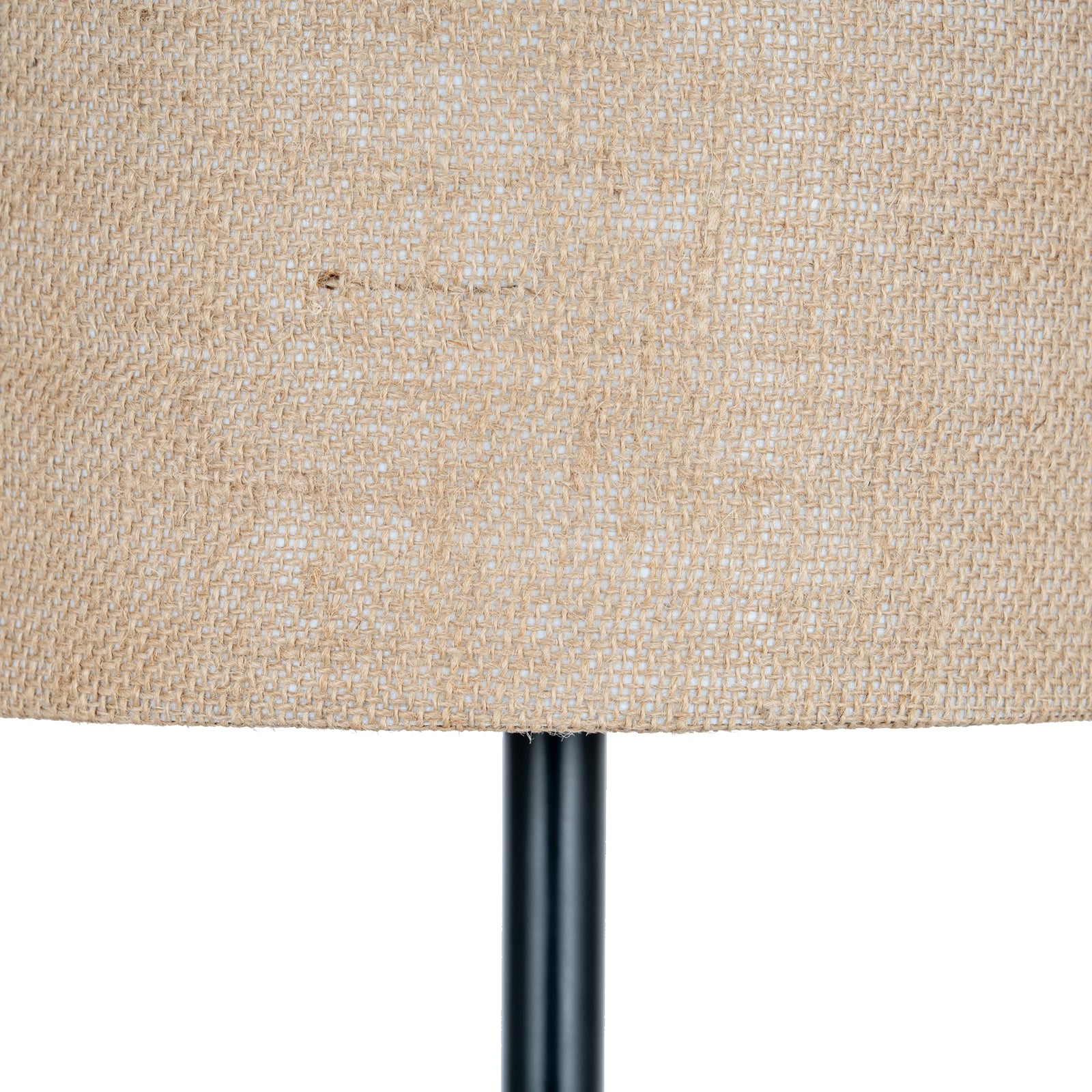 Black Cannon Table Lamp with Hessian Shade – 61cm