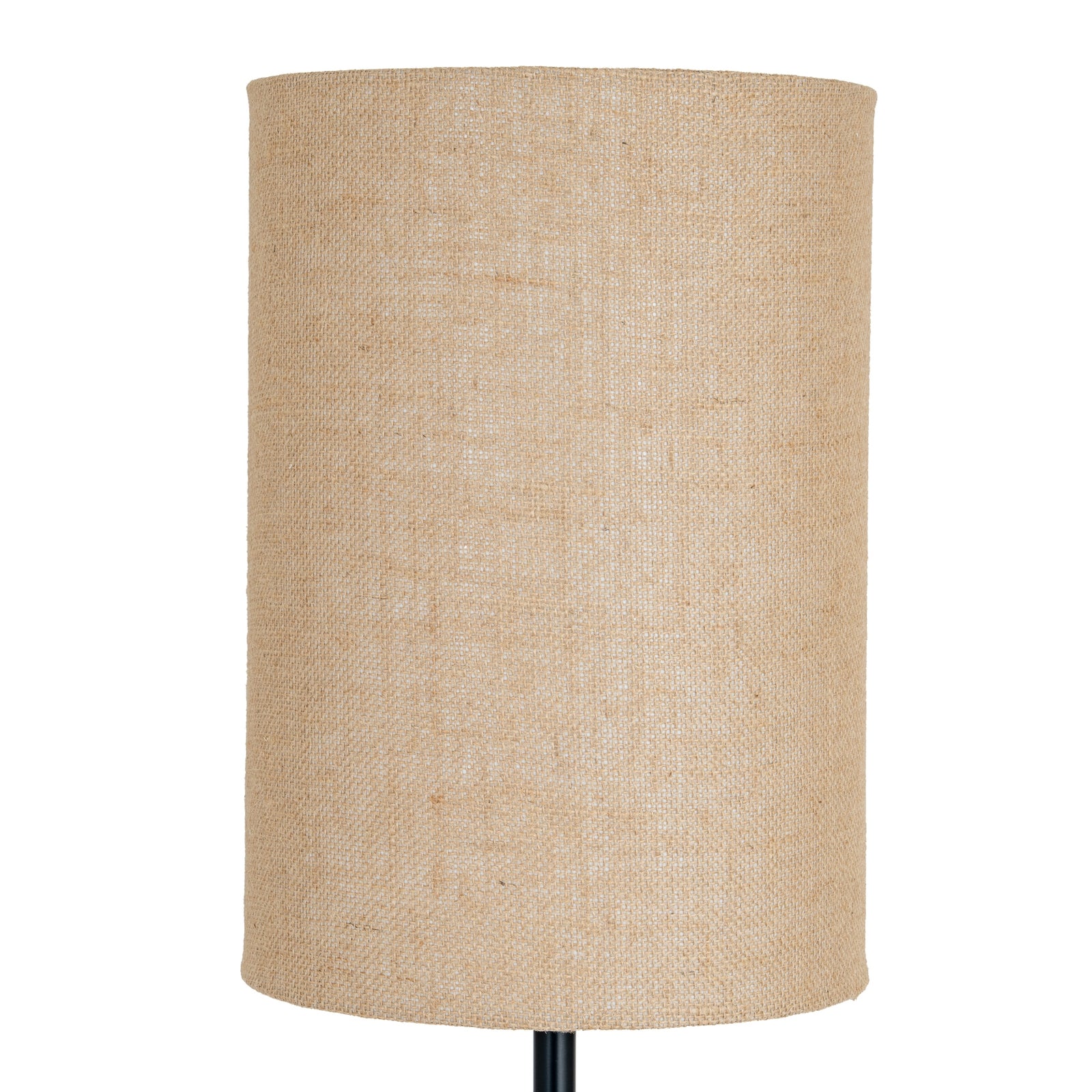 Black Cannon Floor Lamp with Hessian Shade – 151cm