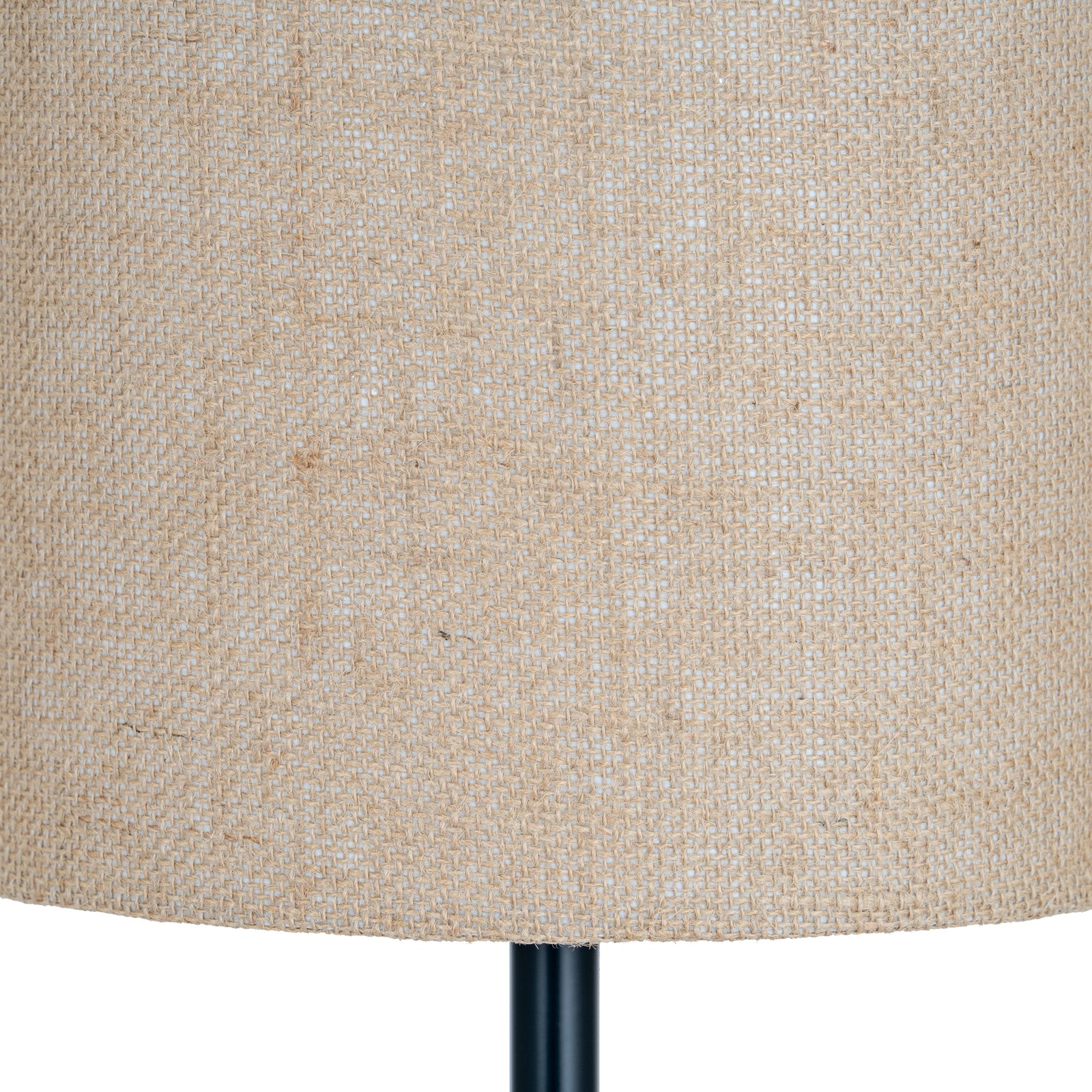 Black Cannon Floor Lamp with Hessian Shade – 151cm