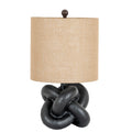 Black Knot Table Lamp with Natural Hessian Shade – Architectural Metal Lighting (51cm)