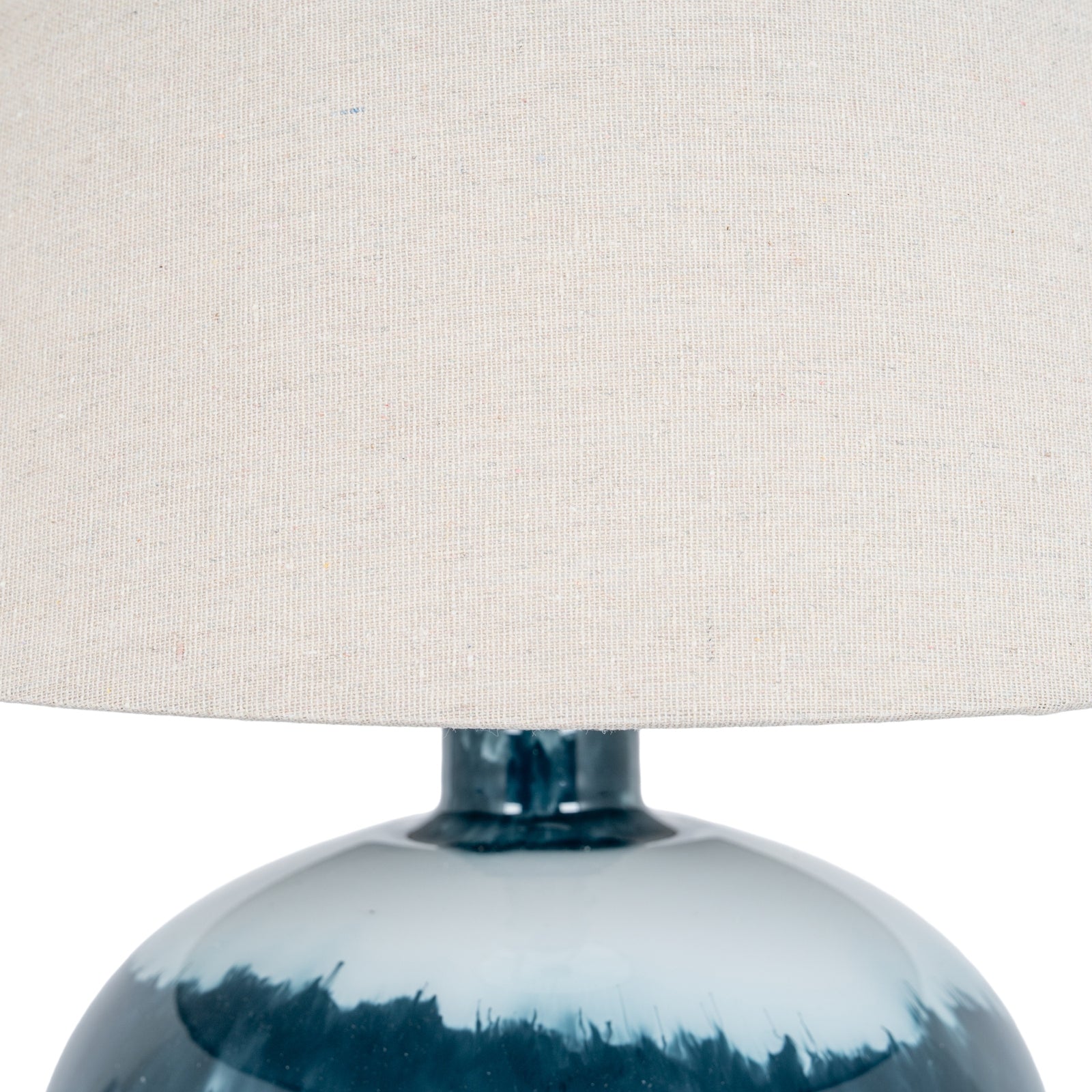 Ocean Shadows Squat Blue Table Lamp with Linen Shade – 55cm