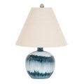 Ocean Shadows Squat Blue Table Lamp with Linen Shade – 55cm