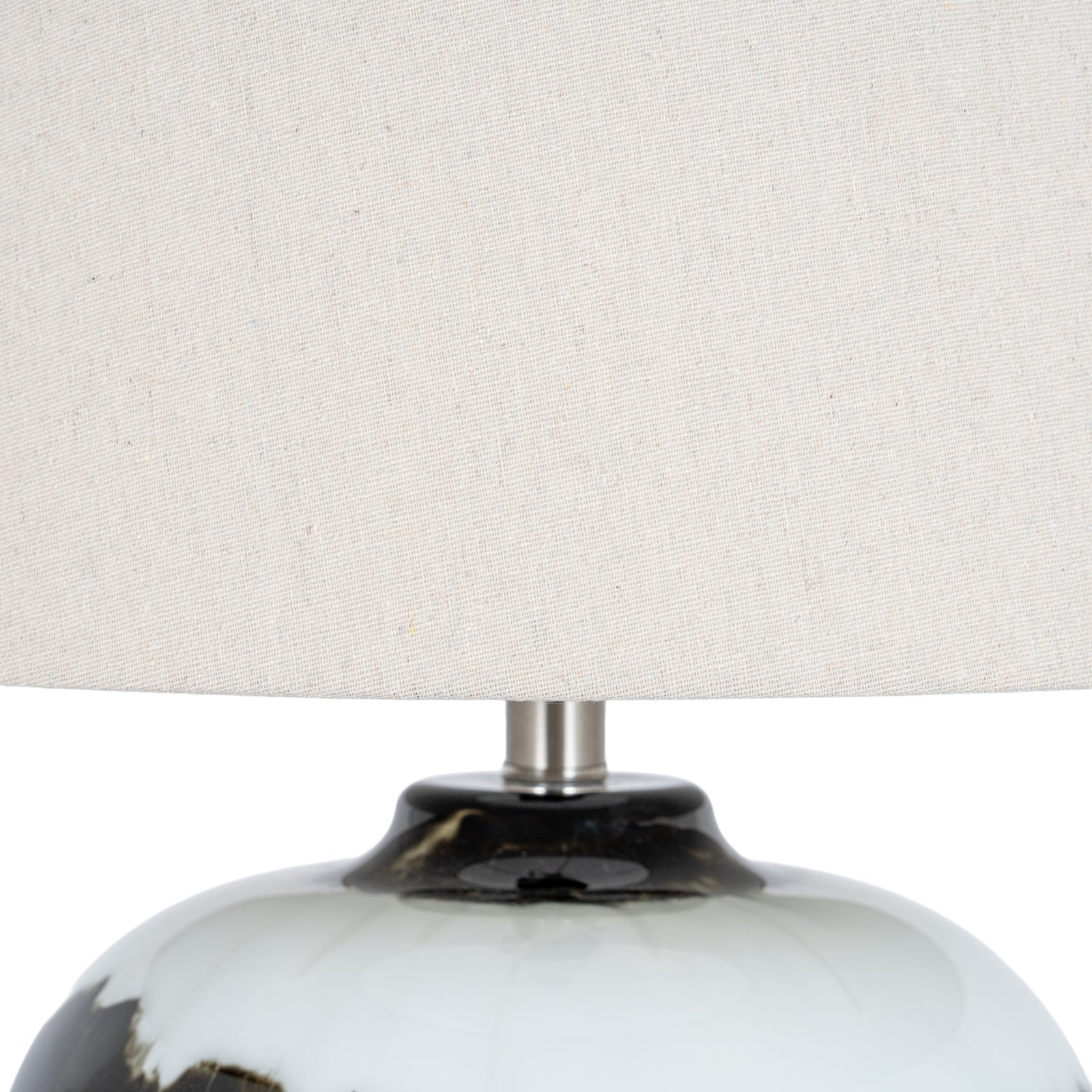 Midnight Shadows Squat Black Table Lamp with Linen Shade – 61cm