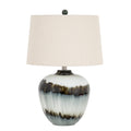 Midnight Shadows Squat Black Table Lamp with Linen Shade – 61cm