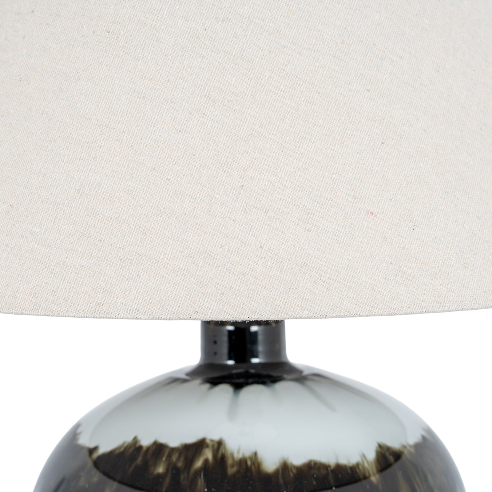 Midnight Shadows Squat Black Table Lamp with Linen Shade – 54cm