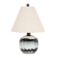 Midnight Shadows Squat Black Table Lamp with Linen Shade – 54cm