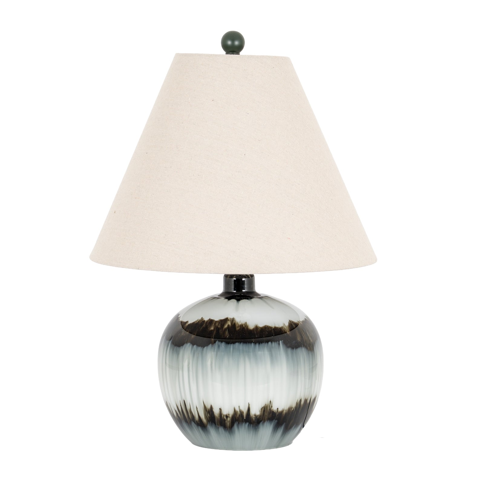 Midnight Shadows Squat Black Table Lamp with Linen Shade – 54cm