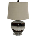 Sepia Shadows Squat Brown Table Lamp with Linen Shade – 56cm