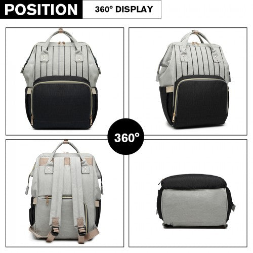 MISS LULU MULTI FUNCTION BABY DIAPER CHANGING BACKPACK - BLACK