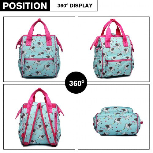 Miss Lulu Child's Unicorn Backpack with Pencil Case - Blue