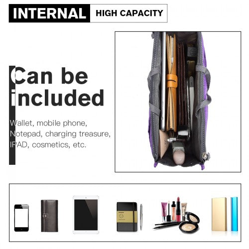 Miss Lulu Folding Nylon Handbag Organiser - Purple