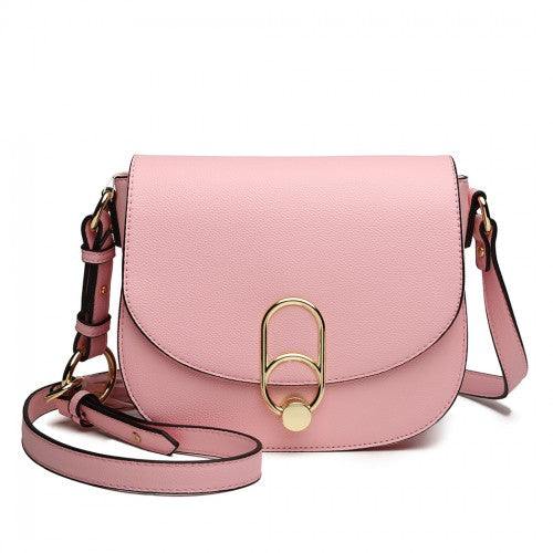 MISS LULU CROSS BODY SADDLE BAG - PINK