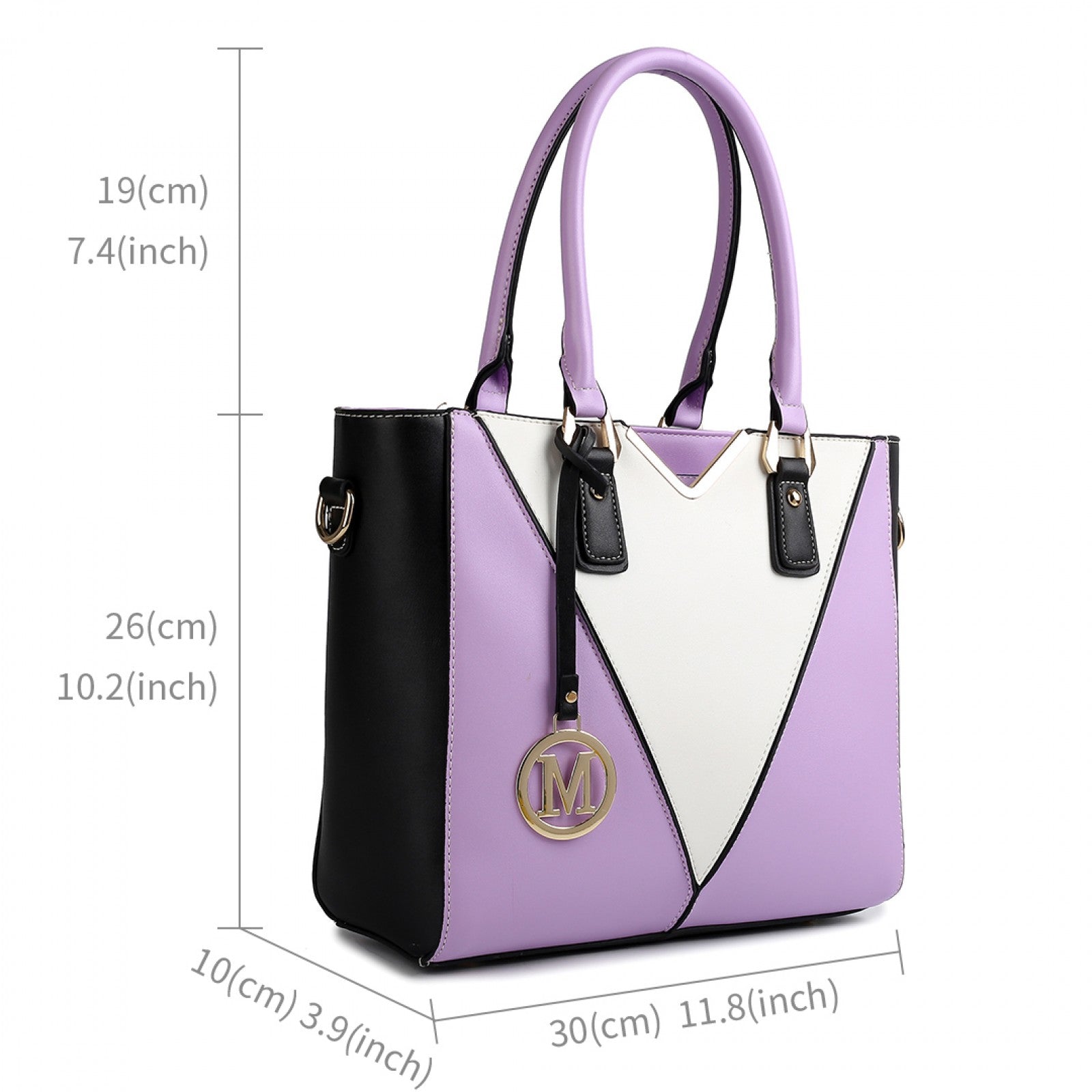 Miss Lulu Leather Look V - Shape Shoulder Handbag - Purple