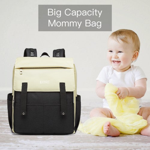 Kono Multi Compartment Baby Changing Backpack with USB Connectivity - Black