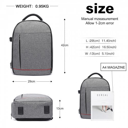 Kono Water Resistant Shockproof DSLR Camera Backpack - Grey