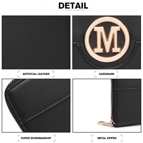 Miss Lulu Women's Leather Look Purse - Black