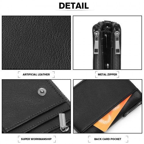 Miss Lulu Leather Look Wallet - Black