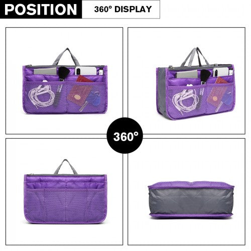 Miss Lulu Folding Nylon Handbag Organiser - Purple