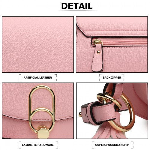 MISS LULU CROSS BODY SADDLE BAG - PINK