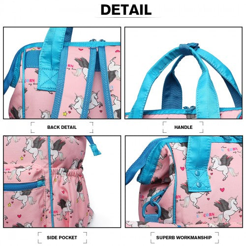 Miss Lulu Child's Unicorn Backpack with Pencil Case - Pink