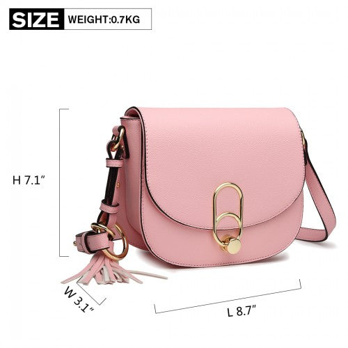 MISS LULU CROSS BODY SADDLE BAG - PINK