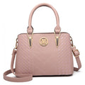 Miss Lulu Leather Look Weave Effect Shoulder Bag - Pink