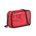 Miss Lulu Metallic Effect Leather Look Chain Shoulder Bag - Red