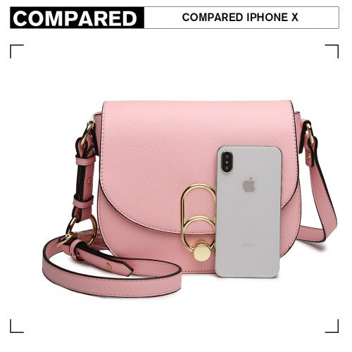 MISS LULU CROSS BODY SADDLE BAG - PINK