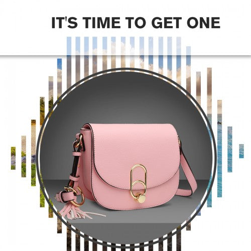 MISS LULU CROSS BODY SADDLE BAG - PINK