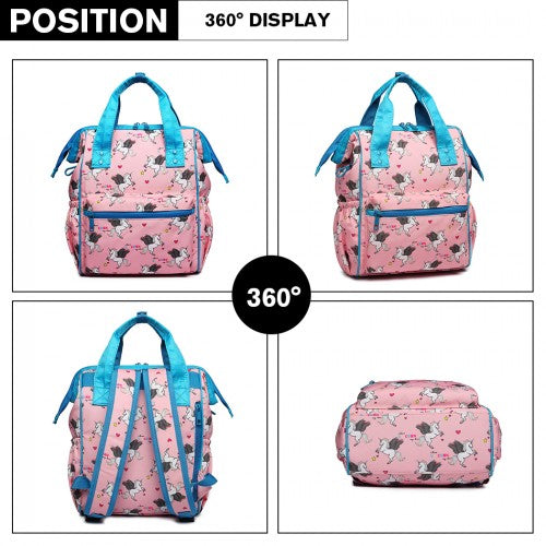 Miss Lulu Child's Unicorn Backpack with Pencil Case - Pink