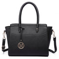 Miss Lulu Faux Leather Large Winged Tote Bag Handbag Black