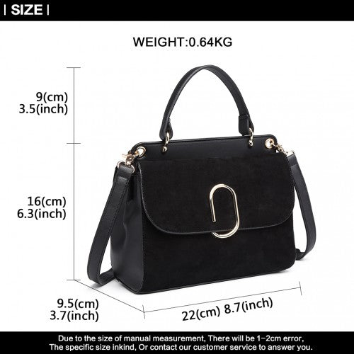 MISS LULU STYLISH LADIES LEATHER HANDBAG SHOULDER BAG BLACK