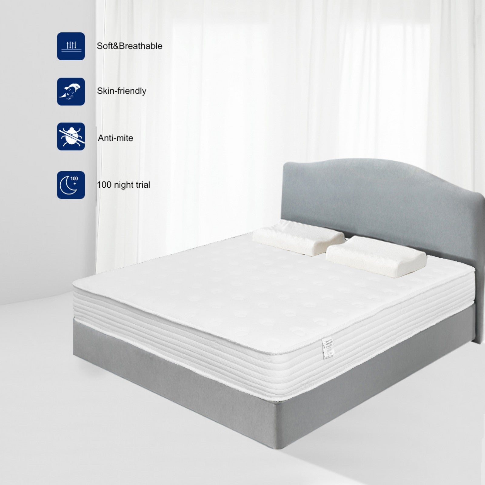 Premium 20cm Memory Foam Quilted Spring Mattress – Medium Firm, Breathable, Motion-Isolating | Single, Small Double, Double, King