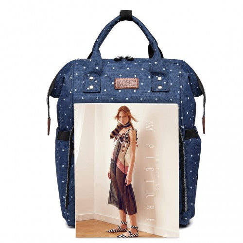 Kono Wide Open Designed Baby Diaper Changing Backpack Dot - Navy