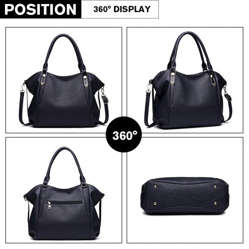 Miss Lulu Soft Leather Elegant Simple Shoulder Bag - Navy