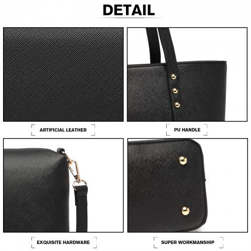 Miss Lulu 4 Piece Handbag Set - Black