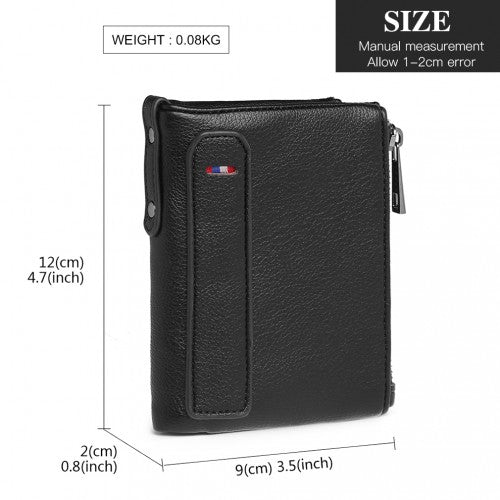 Miss Lulu Leather Look Wallet - Black